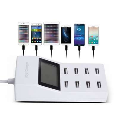 2018 New product USB charger station with LCD display screen 9.2A 8 port multi port USB Travel Charger for iPhoneX